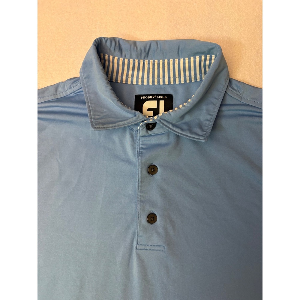 FootJoy ProDry Lisle Mens Large Blue Golf Polo Pinehaven 1960 Logo Short Sleeve